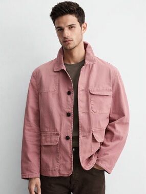 Zara relaxed fit washed jacket pink mens. M
